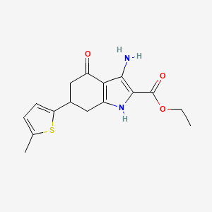 B1402007 ethyl 3-amino-6-(5-methyl-2-thienyl)-4-oxo-4,5,6,7-tetrahydro-1H-indole-2-carboxylate CAS No. 1428139-84-7