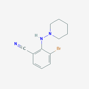 molecular formula C12H14BrN3 B1402009 3-Bromo-2-(piperidin-1-ylamino)benzonitrile CAS No. 1707373-98-5