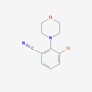 molecular formula C11H11BrN2O B1402011 3-Bromo-2-morpholinobenzonitrile CAS No. 1774898-77-9