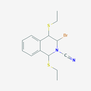 molecular formula C14H17BrN2S2 B14020132 3-bromo-1,4-bis(ethylsulfanyl)-3,4-dihydro-1H-isoquinoline-2-carbonitrile CAS No. 70259-78-8