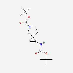 molecular formula C16H28N2O4 B14020160 Tert-butyl 1-((tert-butoxycarbonyl)amino)-5-azaspiro[2.4]heptane-5-carboxylate 