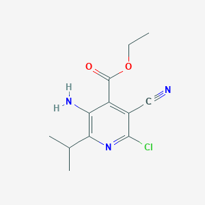 molecular formula C12H14ClN3O2 B14020236 Ethyl 3-amino-6-chloro-5-cyano-2-(propan-2-yl)pyridine-4-carboxylate CAS No. 18771-92-1