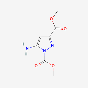 molecular formula C7H9N3O4 B14020270 Dimethyl 5-amino-1H-pyrazole-1,3-dicarboxylate 