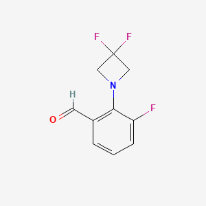 molecular formula C10H8F3NO B1402033 3-Fluoro-2-(3,3-difluoroazetidin-1-yl)benzaldehyde CAS No. 1779119-77-5