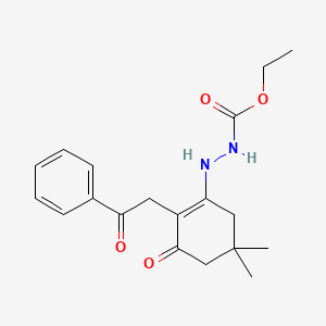 molecular formula C19H24N2O4 B14020360 Ethyl 2-[5,5-dimethyl-3-oxo-2-(2-oxo-2-phenylethyl)cyclohex-1-en-1-yl]hydrazine-1-carboxylate CAS No. 58137-28-3