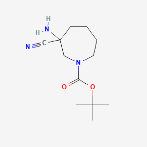 molecular formula C12H21N3O2 B14020384 tert-Butyl 3-amino-3-cyanoazepane-1-carboxylate 