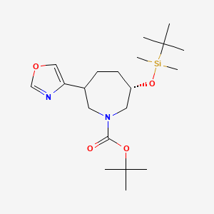 molecular formula C20H36N2O4Si B14020412 tert-butyl (3S)-3-[tert-butyl(dimethyl)silyl]oxy-6-oxazol-4-yl-azepane-1-carboxylate 