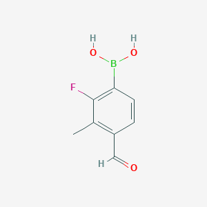 molecular formula C8H8BFO3 B14020484 (2-Fluoro-4-formyl-3-methylphenyl)boronic acid 