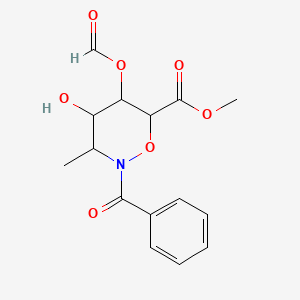 molecular formula C15H17NO7 B14020631 Methyl 2-benzoyl-5-formyloxy-4-hydroxy-3-methyloxazinane-6-carboxylate CAS No. 92647-62-6
