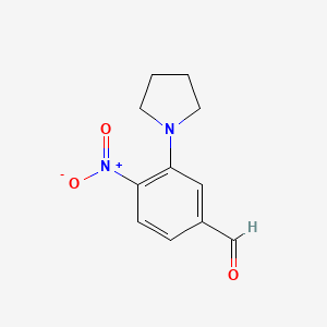 molecular formula C11H12N2O3 B1402064 4-Nitro-3-(pyrrolidin-1-yl)benzaldehyde CAS No. 1707357-84-3