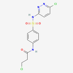 molecular formula C13H12Cl2N4O3S B1402082 3-Chloro-N-(4-{[(6-chloropyridazin-3-yl)amino]sulfonyl}phenyl)propanamide CAS No. 900711-21-9