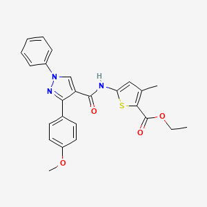 molecular formula C25H23N3O4S B14020870 Ethyl 5-[[3-(4-methoxyphenyl)-1-phenylpyrazole-4-carbonyl]amino]-3-methylthiophene-2-carboxylate CAS No. 6590-40-5