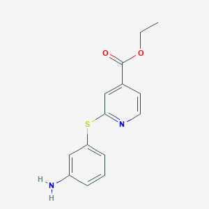 molecular formula C14H14N2O2S B1402093 Ethyl 2-[(3-aminophenyl)thio]isonicotinate CAS No. 1415719-48-0