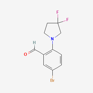 molecular formula C11H10BrF2NO B1402096 5-Bromo-2-(3,3-difluoropyrrolidin-1-yl)benzaldehyde CAS No. 1707580-91-3