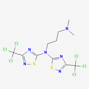molecular formula C11H12Cl6N6S2 B14021018 N,N-dimethyl-N',N'-bis[3-(trichloromethyl)-1,2,4-thiadiazol-5-yl]propane-1,3-diamine CAS No. 50350-58-8