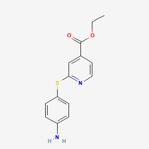 molecular formula C14H14N2O2S B1402103 Ethyl 2-[(4-aminophenyl)thio]isonicotinate CAS No. 1415719-18-4
