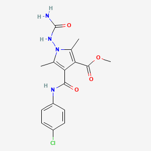 molecular formula C16H17ClN4O4 B14021203 Methyl 1-(carbamoylamino)-4-[(4-chlorophenyl)carbamoyl]-2,5-dimethyl-pyrrole-3-carboxylate CAS No. 94126-60-0