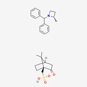 molecular formula C27H35NO4S B14021340 (S)-1-Benzhydryl-2-methylazetidine ((1S,4R)-7,7-dimethyl-2-oxobicyclo[2.2.1]heptan-1-yl)methanesulfonate 