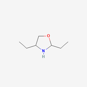 molecular formula C7H15NO B14021585 2,4-Diethyl-1,3-oxazolidine CAS No. 53019-57-1