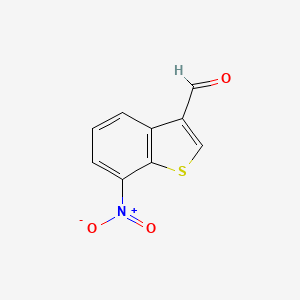 molecular formula C9H5NO3S B14021656 7-Nitrobenzo[b]thiophene-3-carbaldehyde 