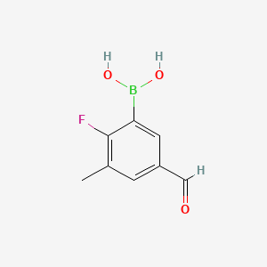 molecular formula C8H8BFO3 B14022031 (2-Fluoro-5-formyl-3-methylphenyl)boronic acid 