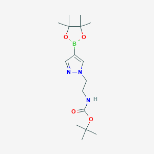 molecular formula C16H28BN3O4 B1402328 tert-butyl (2-(4-(4,4,5,5-tetramethyl-1,3,2-dioxaborolan-2-yl)-1H-pyrazol-1-yl)ethyl)carbamate CAS No. 1414475-01-6