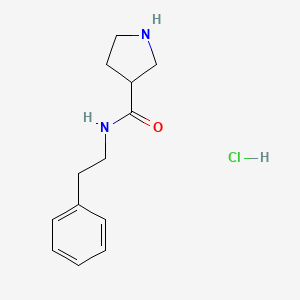 molecular formula C13H19ClN2O B1402329 Pyrrolidine-3-carboxylic acidphenethyl-amide hydrochloride CAS No. 1229625-43-7