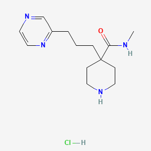 molecular formula C14H23ClN4O B1402355 N-Methyl-4-(3-(pyrazin-2-yl)propyl)piperidine-4-carboxamide hydrochloride CAS No. 1361115-40-3