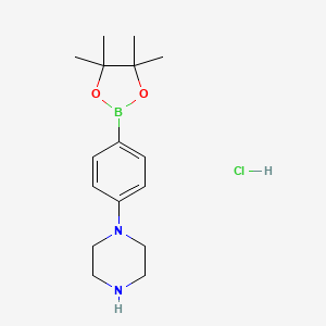 molecular formula C16H26BClN2O2 B1402358 1-(4-(4,4,5,5-Tetramethyl-1,3,2-dioxaborolan-2-yl)phenyl)piperazine hydrochloride CAS No. 1415794-62-5