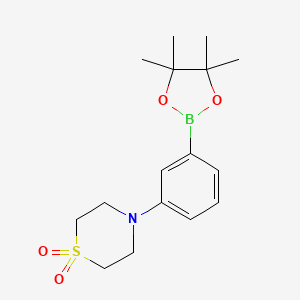 molecular formula C16H24BNO4S B1402369 4-(3-(4,4,5,5-Tetramethyl-1,3,2-dioxaborolan-2-yl)phenyl)thiomorpholine 1,1-dioxide CAS No. 1333263-95-8