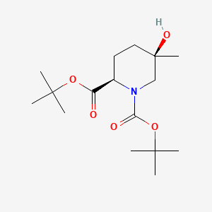molecular formula C16H29NO5 B14023762 Ditert-butyl (2R,5R)-5-hydroxy-5-methyl-piperidine-1,2-dicarboxylate 