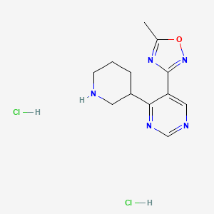 molecular formula C12H17Cl2N5O B1402382 5-Methyl-3-(4-(piperidin-3-yl)pyrimidin-5-yl)-1,2,4-oxadiazole dihydrochloride CAS No. 1361116-61-1