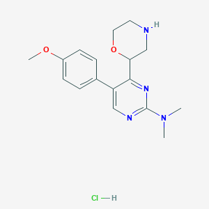 molecular formula C17H23ClN4O2 B1402398 5-(4-methoxyphenyl)-N,N-dimethyl-4-(morpholin-2-yl)pyrimidin-2-amine hydrochloride CAS No. 1361115-45-8