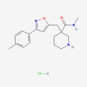 molecular formula C18H24ClN3O2 B1402406 3-(3-p-Tolyl-isoxazol-5-ylmethyl)-piperidine-3-carboxylic acid methylamide hydrochloride CAS No. 1229627-54-6