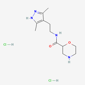 molecular formula C12H22Cl2N4O2 B1402412 N-(2-(3,5-Dimethyl-1H-pyrazol-4-yl)ethyl)morpholine-2-carboxamide dihydrochloride CAS No. 1361111-31-0