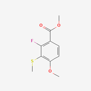 molecular formula C10H11FO3S B14024123 Methyl 2-fluoro-4-methoxy-3-(methylthio)benzoate 