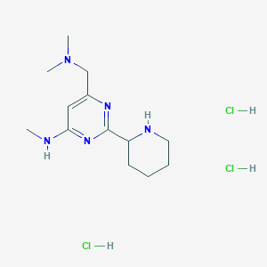 molecular formula C13H26Cl3N5 B1402444 (6-Dimethylaminomethyl-2-piperidin-2-yl-pyrimidin-4-yl)-methyl-amine trihydrochloride CAS No. 1361115-89-0