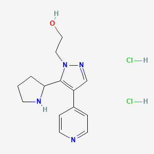 molecular formula C14H20Cl2N4O B1402450 2-(4-(Pyridin-4-yl)-5-(pyrrolidin-2-yl)-1H-pyrazol-1-yl)ethanol dihydrochloride CAS No. 1361111-64-9