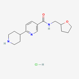 molecular formula C16H24ClN3O2 B1402490 6-(Piperidin-4-yl)-N-((tetrahydrofuran-2-yl)methyl)nicotinamide hydrochloride CAS No. 1361115-88-9