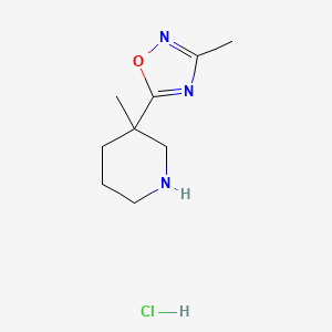 molecular formula C9H16ClN3O B1402496 3-Methyl-3-(3-methyl-[1,2,4]oxadiazol-5-yl)-piperidine hydrochloride CAS No. 1361115-20-9