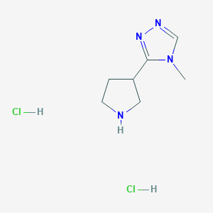 molecular formula C7H14Cl2N4 B1402497 4-Methyl-3-(pyrrolidin-3-yl)-4H-1,2,4-triazole dihydrochloride CAS No. 1361116-16-6