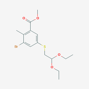 molecular formula C15H21BrO4S B14025005 Methyl 3-bromo-5-((2,2-diethoxyethyl)thio)-2-methylbenzoate 