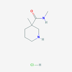 molecular formula C8H17ClN2O B1402503 N,3-dimethylpiperidine-3-carboxamide hydrochloride CAS No. 1361114-79-5