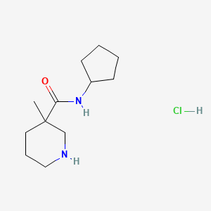 molecular formula C12H23ClN2O B1402506 N-cyclopentyl-3-methylpiperidine-3-carboxamide hydrochloride CAS No. 1361114-40-0