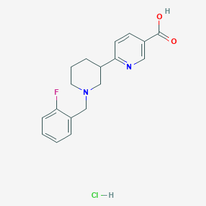 molecular formula C18H20ClFN2O2 B1402516 6-(1-(2-Fluorobenzyl)piperidin-3-yl)nicotinic acid hydrochloride CAS No. 1361116-41-7