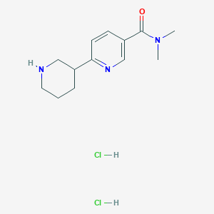 molecular formula C13H21Cl2N3O B1402518 1',2',3',4',5',6'-Hexahydro-[2,3']bipyridinyl-5-carboxylic aciddimethylamide dihydrochloride CAS No. 1361116-75-7