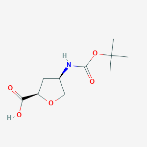 molecular formula C10H17NO5 B14025284 cis-4-((Tert-butoxycarbonyl)amino)tetrahydrofuran-2-carboxylic acid 