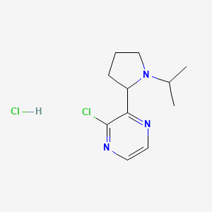 molecular formula C11H17Cl2N3 B1402540 2-Chloro-3-(1-isopropylpyrrolidin-2-yl)pyrazine hydrochloride CAS No. 1361115-09-4
