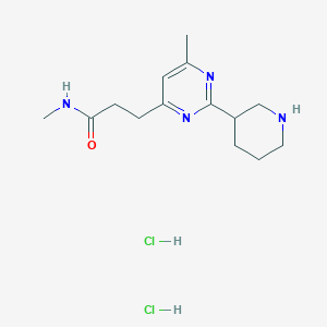 molecular formula C14H24Cl2N4O B1402545 N-Methyl-3-(6-methyl-2-piperidin-3-yl-pyrimidin-4-yl)-propionamide dihydrochloride CAS No. 1361113-31-6
