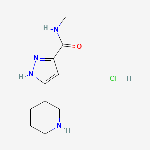 molecular formula C10H17ClN4O B1402554 5-Piperidin-3-yl-2H-pyrazole-3-carboxylic acid methylamidehydrochloride CAS No. 1452521-79-7